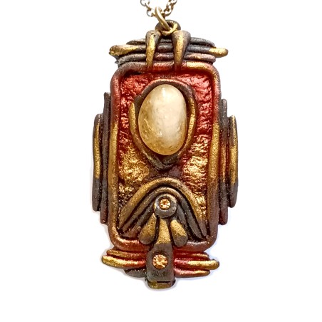 Pendentif en résine avec la pierre fine citrine