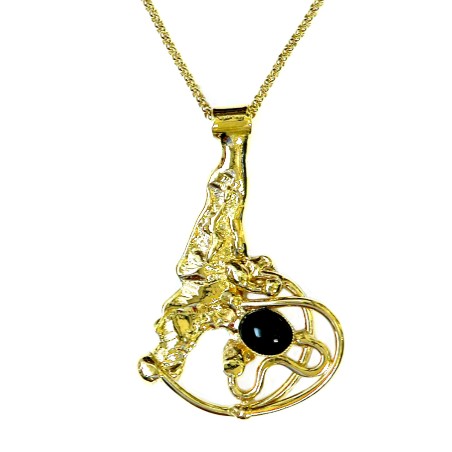 Pendentif baroque doré, bijou fantaisie de créateur