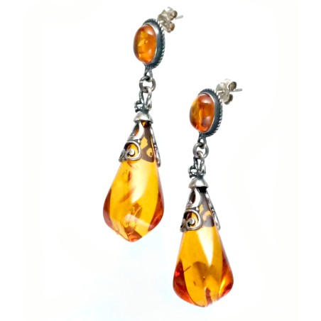 Boucles d'oreilles en ambre et argent 925