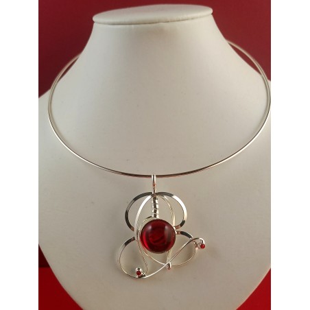 Collier avec pierre rouge rubis-bijou fait main