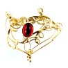 Broche d'art-bijou d'artiste or et rouge