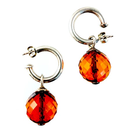 Boucles d'oreilles en ambre véritables et argent 925