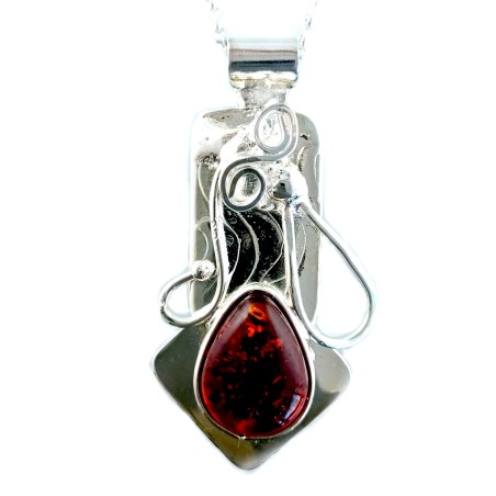 Long pendentif sur chaîne, bijou fait main