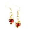 Boucles d'oreilles dorées, pierres véritables ambre.
