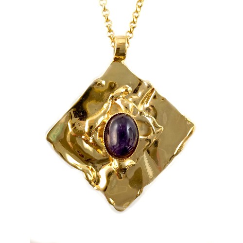 Pendentif artisanal avec améthyste, bijou fait main.