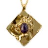 Pendentif moderne, géométrique et léger avec une pierre fine améthyste.