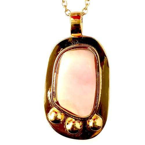 Pendentif artisanal avec agate rose.