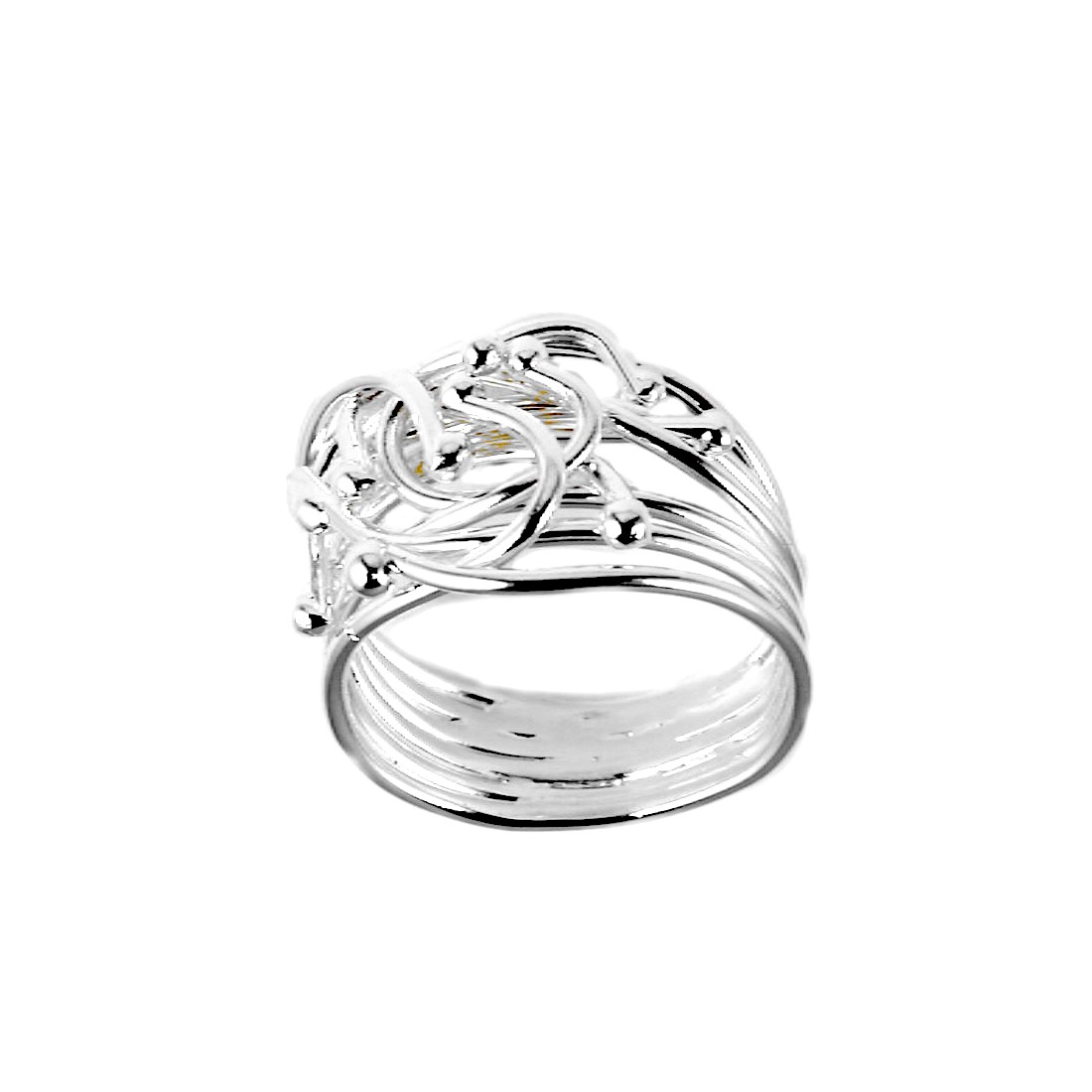 Bague fantaisie en six fils argent, bijou artisanal Bague fantaisie en six fils argent, bijou artisanal