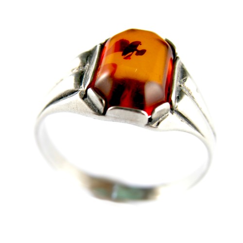 Bague argent avec ambre