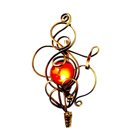 Broche en bronze avec une pierre orange.