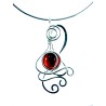 Collier d'artiste-pendentif fantaisie argent sur tour du cou rigide