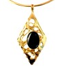 Collier losange-création artisanale avec une pierre véritable (onyx).