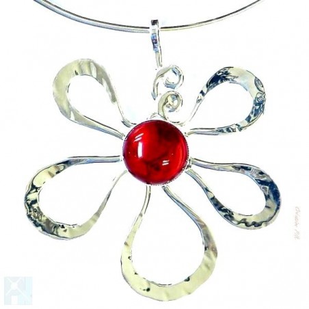 Collier fleur argent