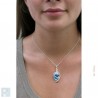 Pendentif argent et bleu.