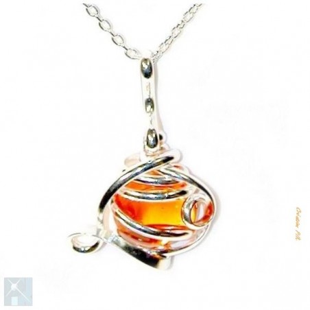 Farandole de couleurs, pendentif argent avec un cabochon teinté