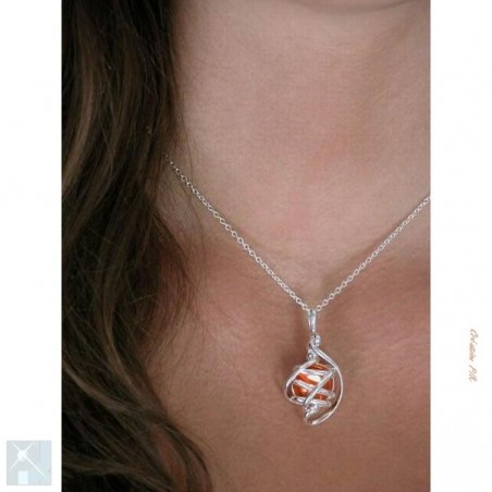 Pendentif argent fait main-orange.