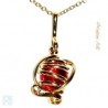 Pendentif doré de petite taille rouge rubis.