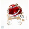 Bague argent rouge rubis. Bijou crée par un artisan d'art.