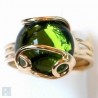 Petite bague fantaisie dorée, olivine.