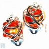 Boucles d'oreilles clips argent et orange.