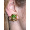 Boucles d'oreilles clips, création artisanale, vert clair.