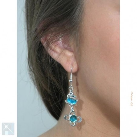 Très jolies boucles d'oreilles bleues.