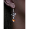 Boucles d'oreilles, couleur orange et argent.