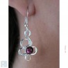 Petites fleurs en boucles d'oreilles argent, violettes.