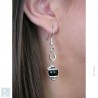 Boucles d'oreilles de création artisanale, argent et onyx.