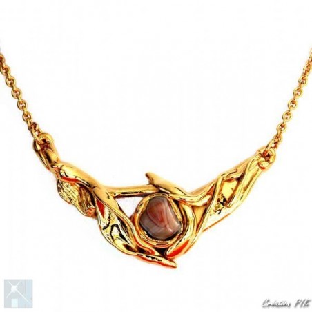 Collier avec agate rose